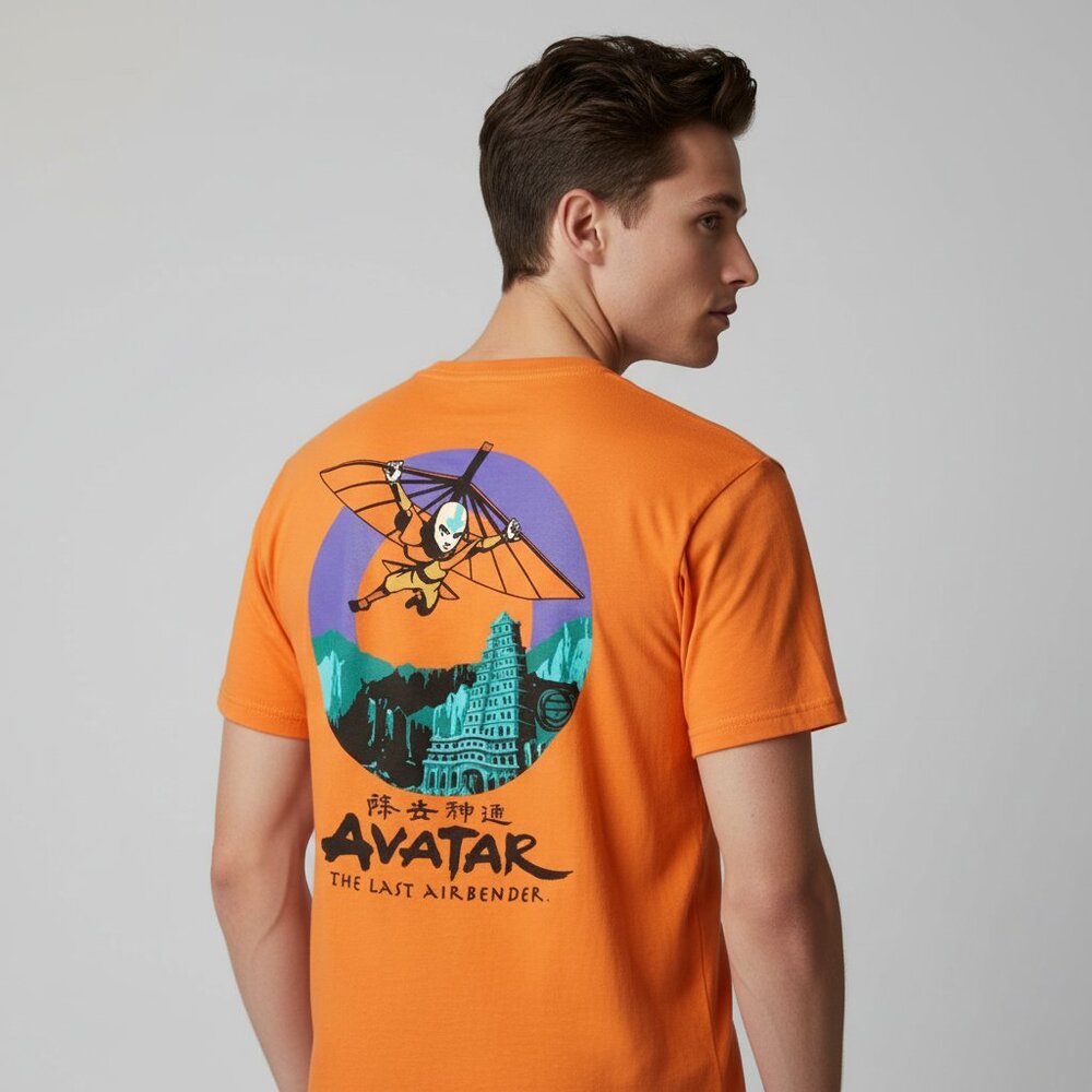 Mens S Orange Shirt Avatar The Last Airbender Tee‎ Graphic Print Casual Fashion